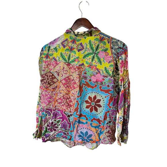 JOHNNY WAS Floral Paisley Button-Up Shirt Size Large Soft Brushed EUC Bohemian - Picture 9 of 12